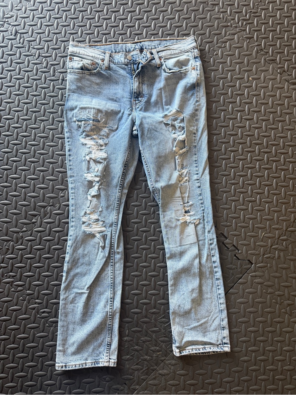 Levi's Light Blue Distressed Straight-Leg Jeans